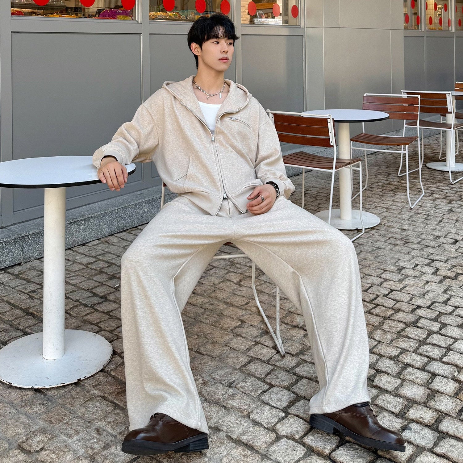 Zipper Hoodie & Pleats Wide Leg Sweatpants Setup WN25004 – WONDER NOAH
