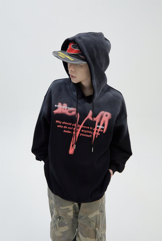 Inkjet Letter Gradient Pullover Hoodie WN8816