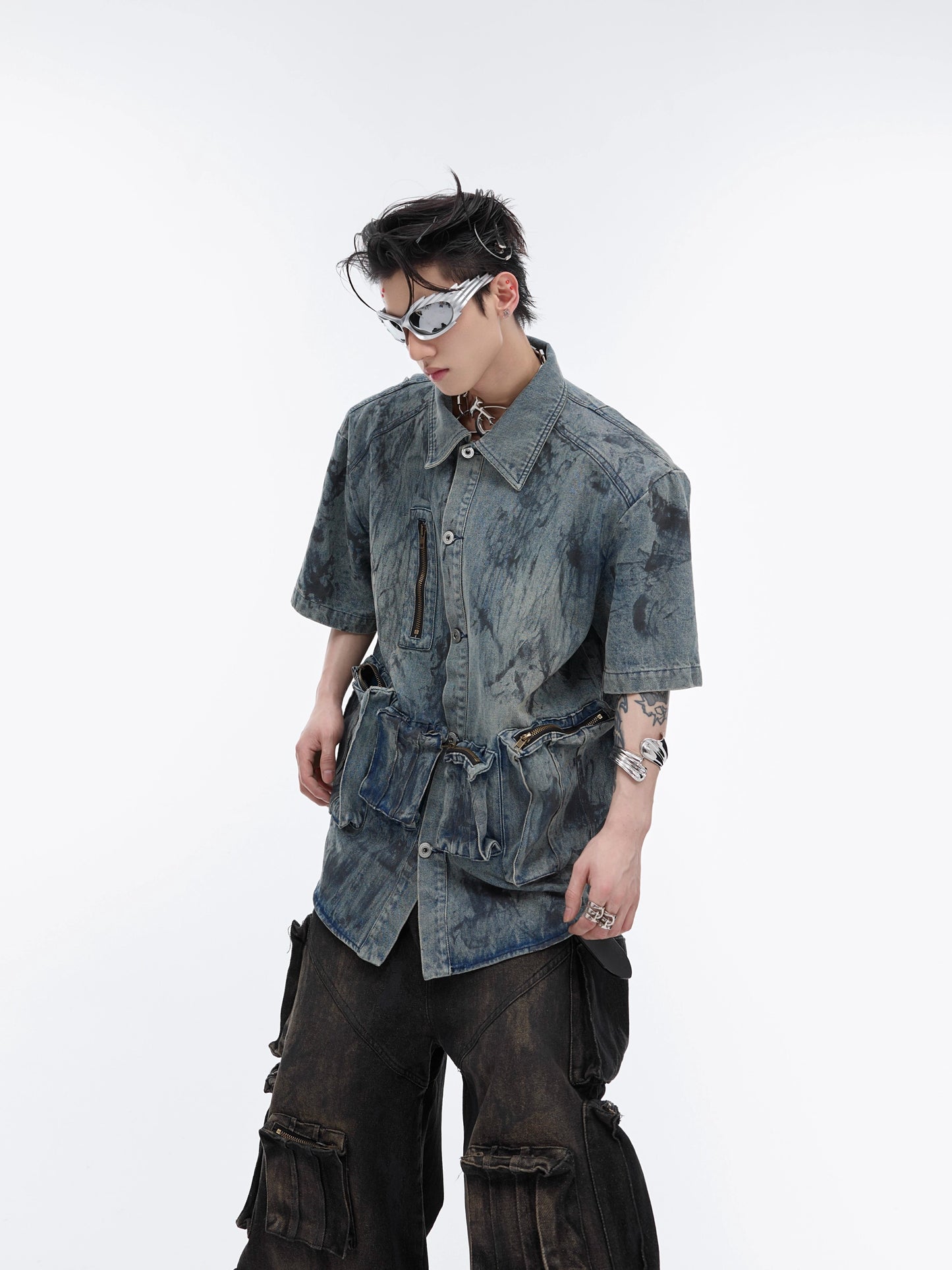 Oversize Paint Denim Shirt Jacket WN6483