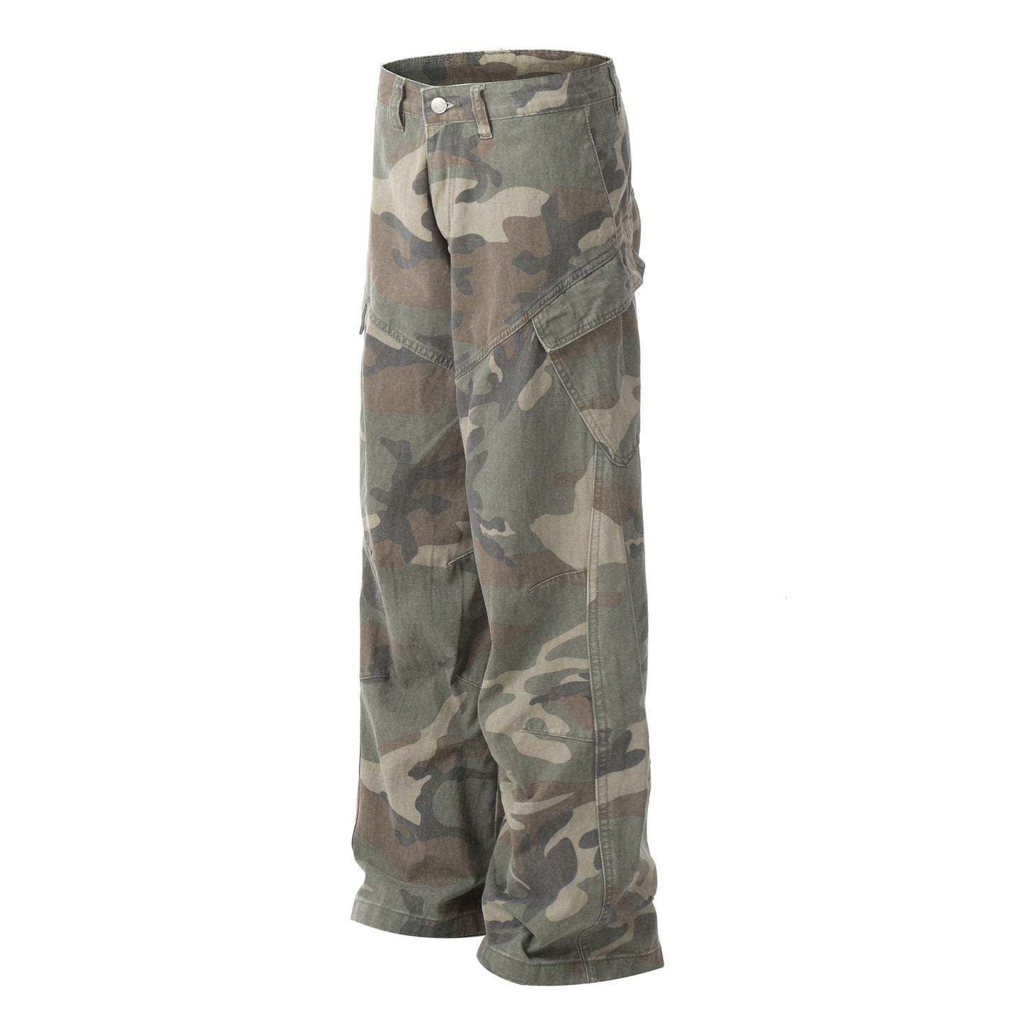 Camouflage Washed Wide-Leg Cargo Pants WN11353