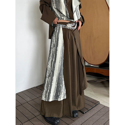 Asymmetrical Patchwork Wide Leg Trousers WN19940