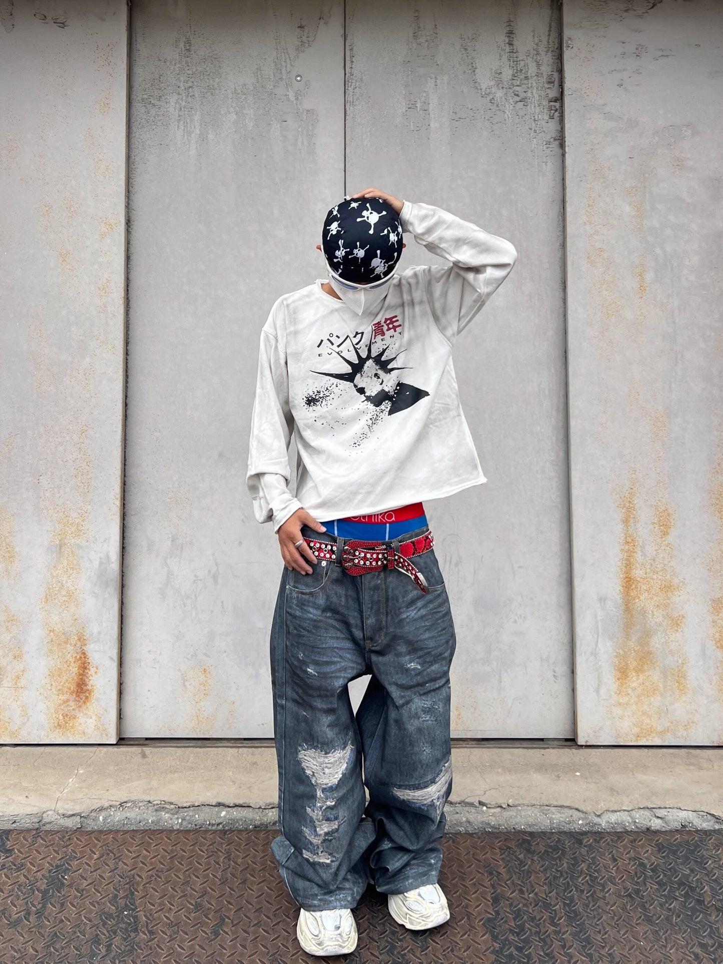 Damage Washed Wide Leg Denim Jeans WN24034