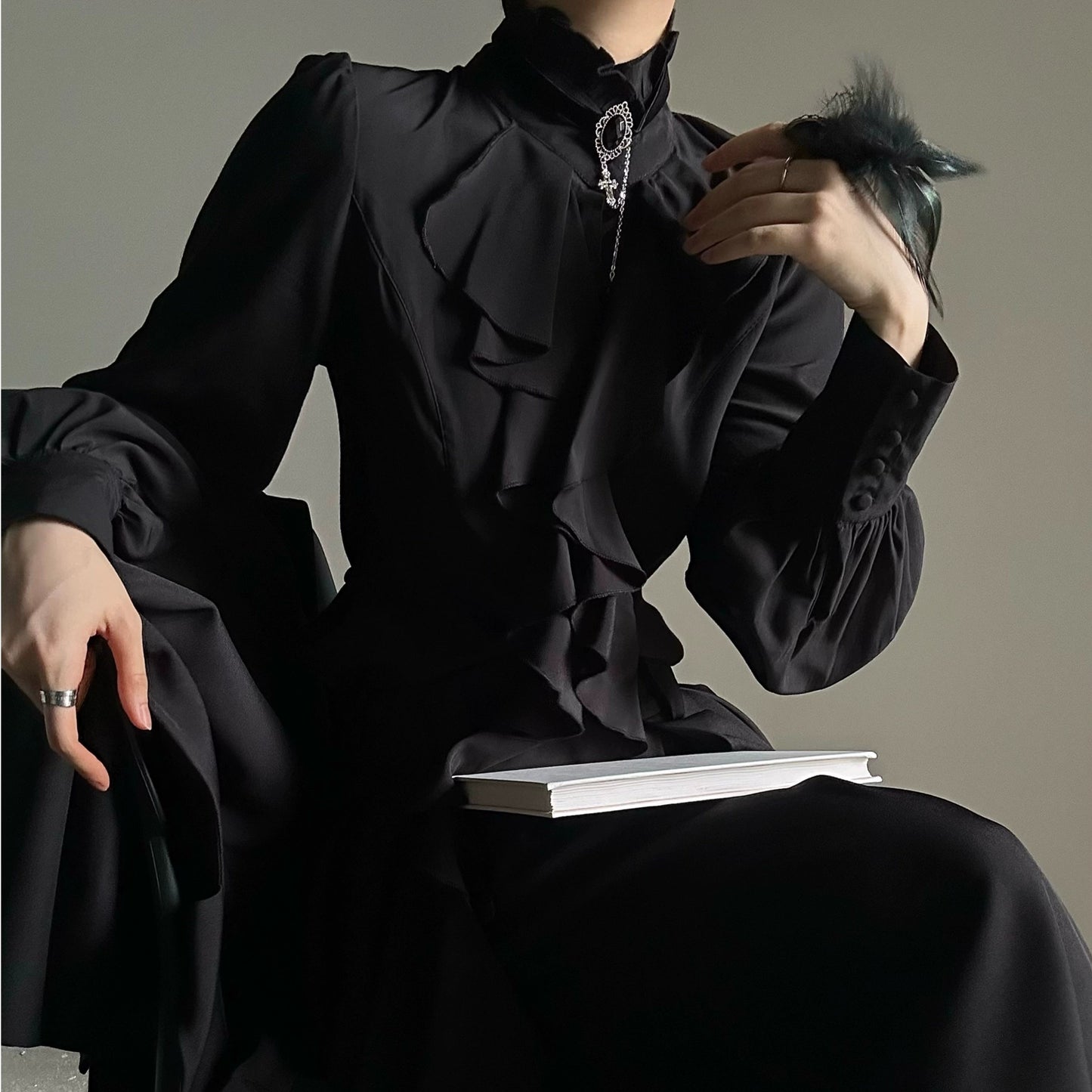 Ruffles Design Long Sleeve Shirt  WN19607