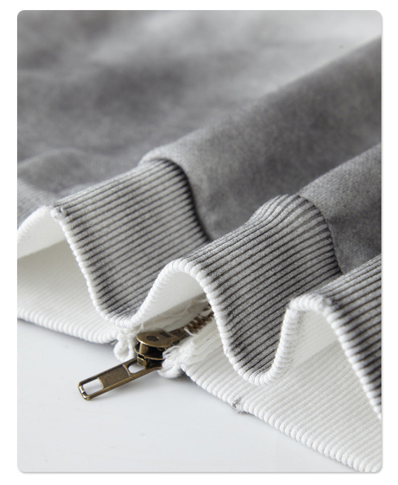 Oversize Washed Damage Zipper Hoodie WN6617