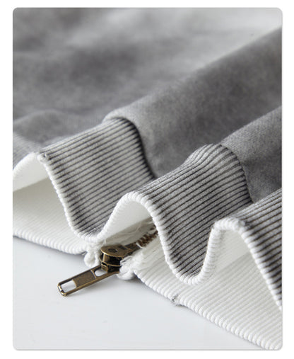 Oversize Washed Damage Zipper Hoodie WN6617