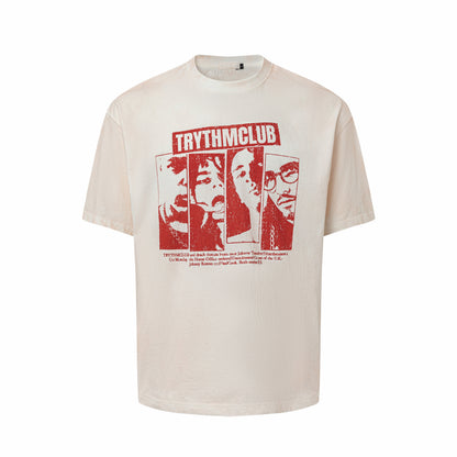 Washed Graphic Print Oversize Short Sleeve T-Shirt WN24434