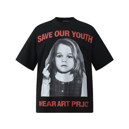 Portrait Print Oversize Short Sleeve T-Shirt WN24489