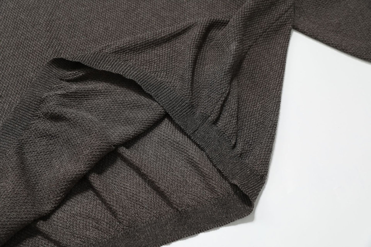 Openwork Linen Henley Neck Knit Sweater WN25712