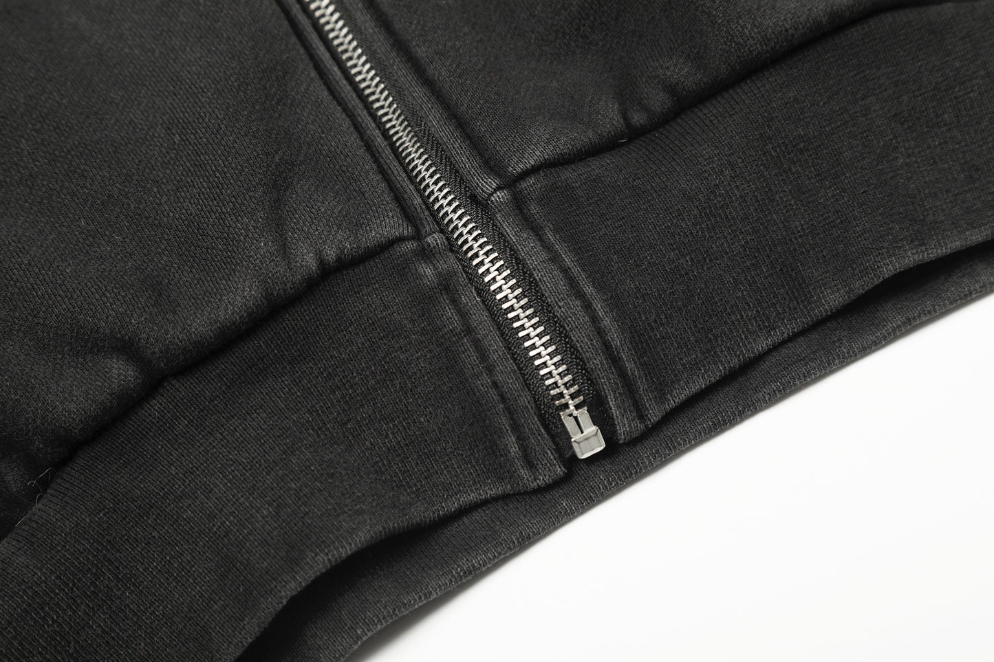 Washed Studs Zipper Hoodie WN23045