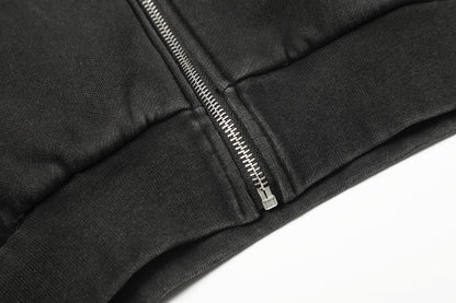 Washed Studs Zipper Hoodie WN23045