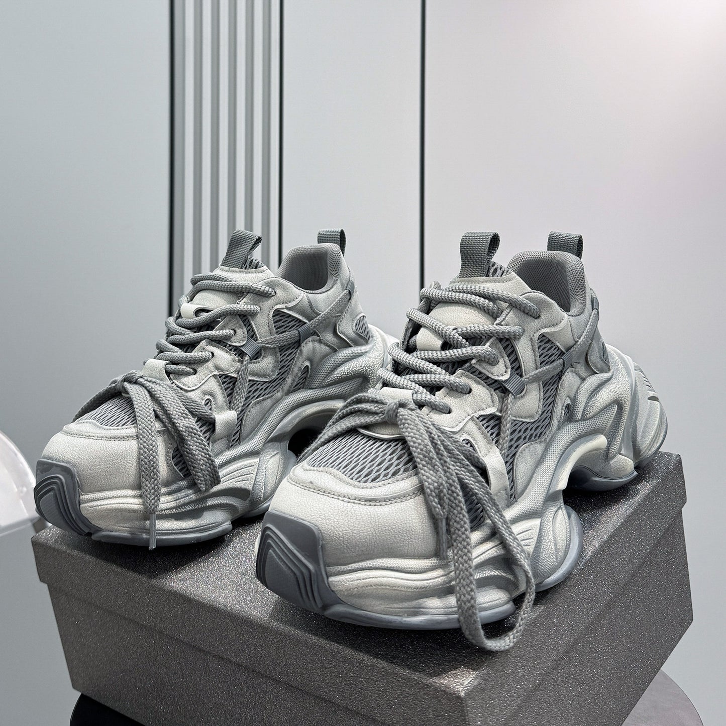 Mesh Panel Chunky Sole Sneakers WN24609