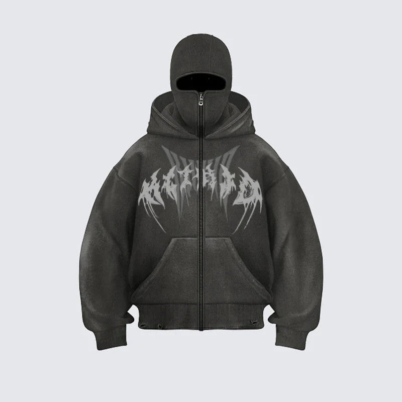 Gothic Letter Star Zipper Hoodie WN28097