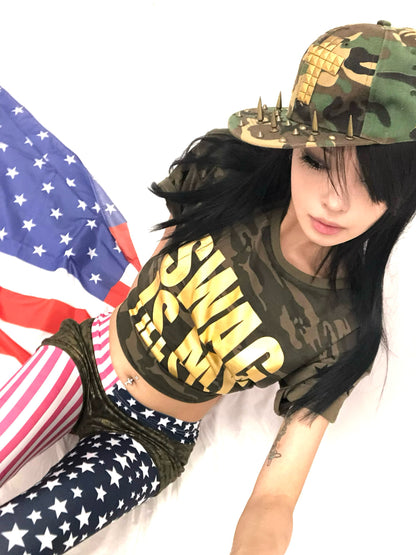 Camo Star Letter Print Short Sleeve T-Shirt WN27240