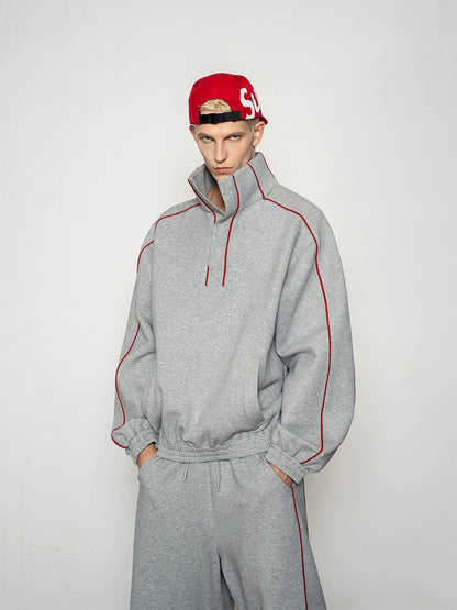 Deconstructed Colorblock Sweatshirt & Wide Leg Pants Setup WN20873