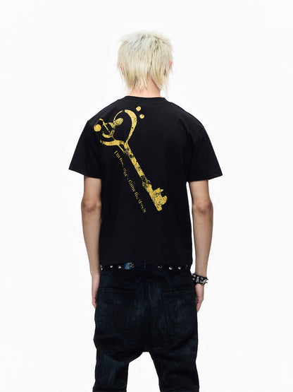Rock Band Print Washed Cropped Short Sleeve T-Shirt WN27353