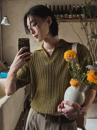 Oversize Short Sleeve Knit Polo Shirt WN20307