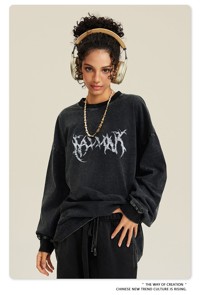 Water Washed Print Long Sleeve T-Shirt WN7883