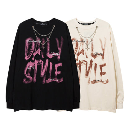 Necklace Letter Graffiti Fleece Sweatshirt WN11210