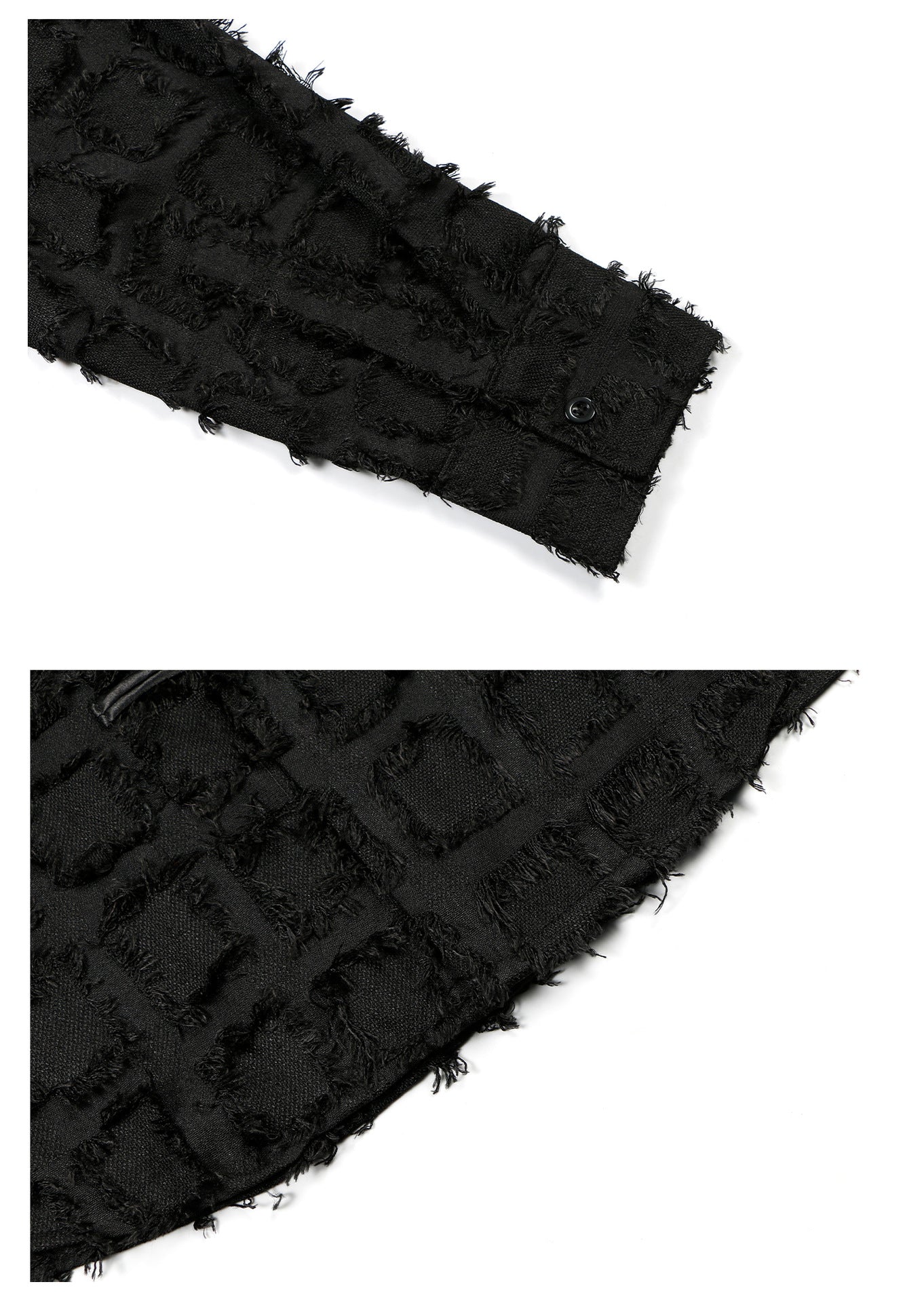 Jacquard High-Neck Frog-Button Oversize Long Sleeve Shirt WN26311