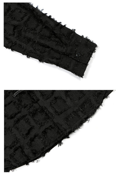 Jacquard High-Neck Frog-Button Oversize Long Sleeve Shirt WN26311
