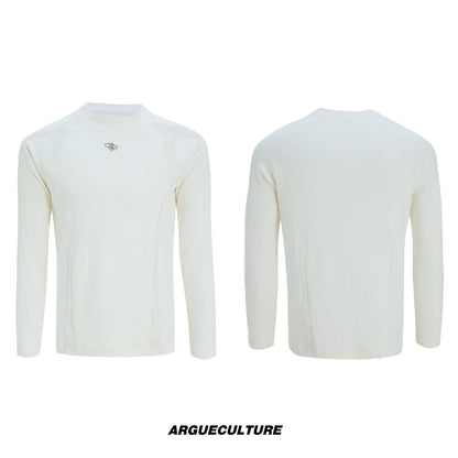 Splice PU Leather Ribbed Thermal Long Sleeve T-Shirt WN22617