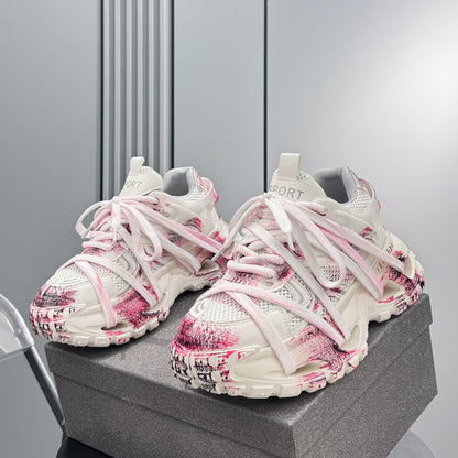 Paint Splash Rope Lace Chunky Sole Sneakers WN24627