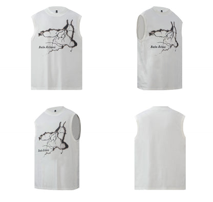 Lightning Print Oversize Sleeveless T-Shirt WN26374