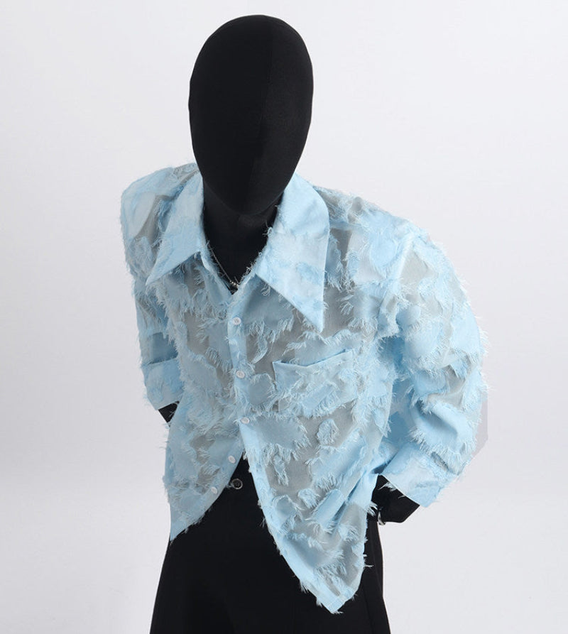 Fringe Texture Pocket Design Long Sleeve Shirt WN23722