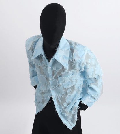 Fringe Texture Pocket Design Long Sleeve Shirt WN23722