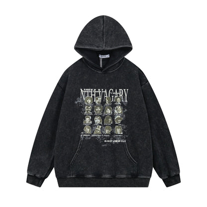 Washed Portrait Print Oversize Hoodie WN11547