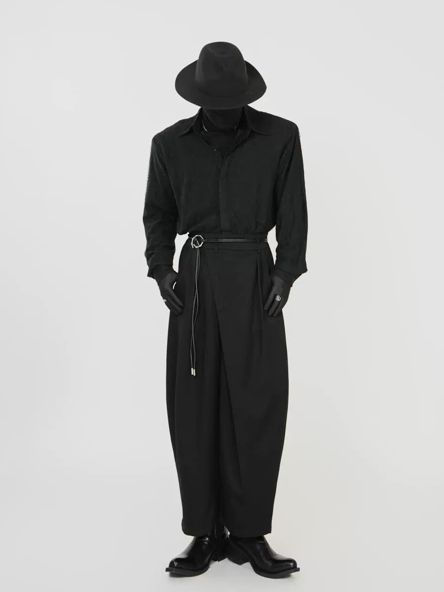 Asymmetrical Design Curved Wide Leg Trousers WN17415