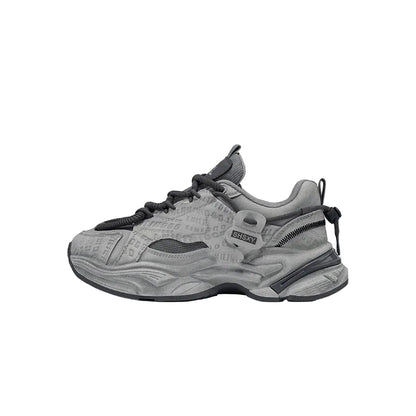 Letter Print Zipper Detail Chunky Lace-Up Sneakers WN23355