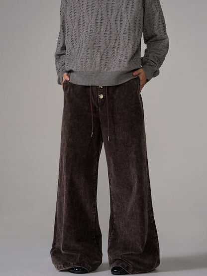 Washed Corduroy Wide-Leg Straight Pants WN10653