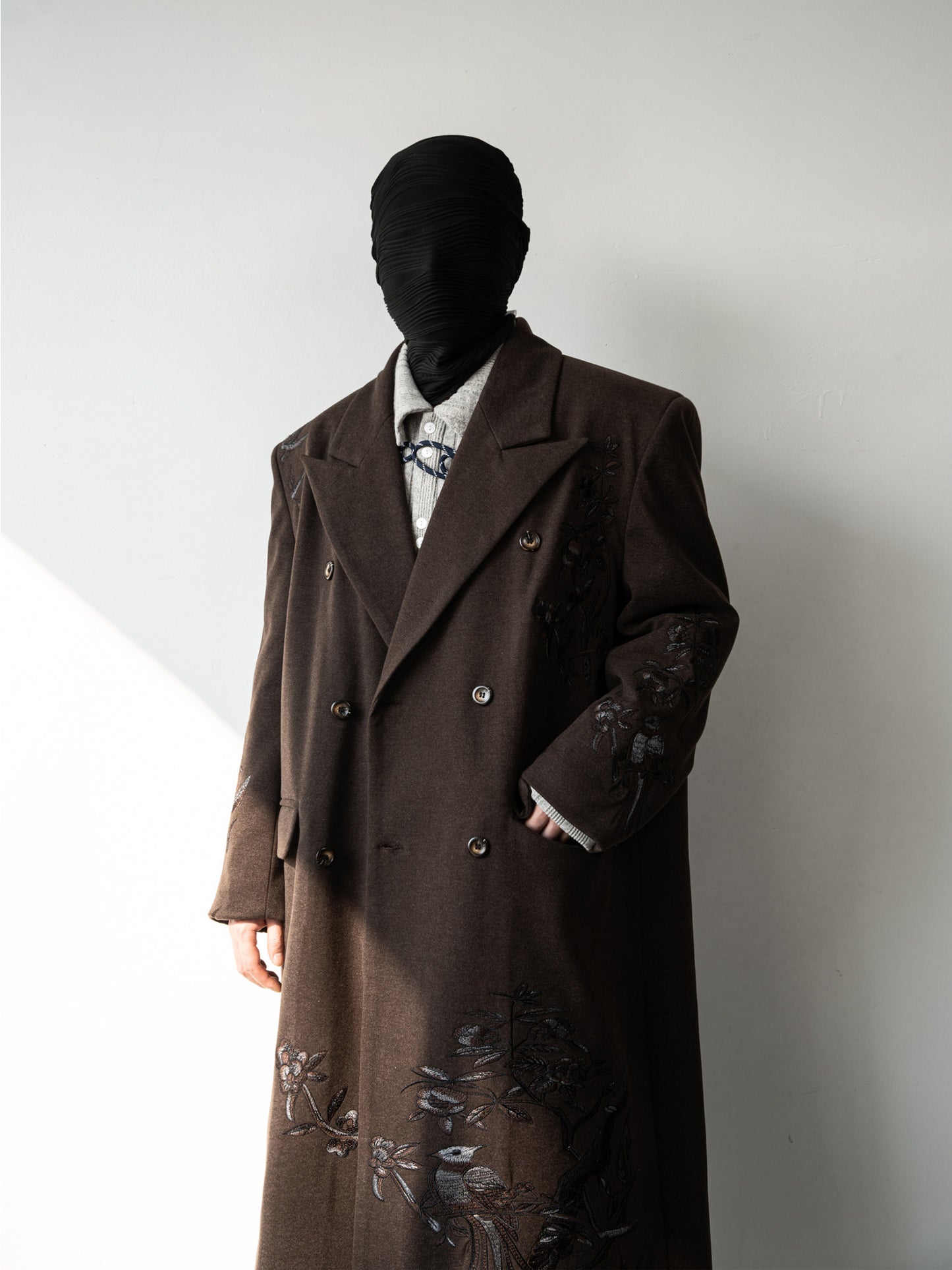 Botanical Embroidery Double-Breasted Coat WN23644