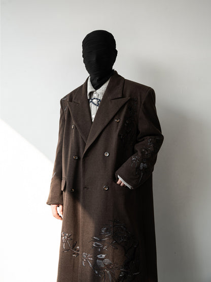 Botanical Embroidery Double-Breasted Coat WN23644