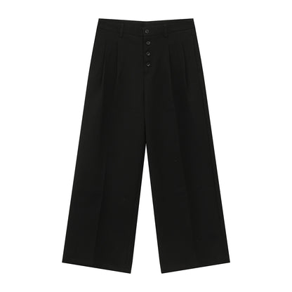 Button Pleats Wide Leg Trousers WN24996