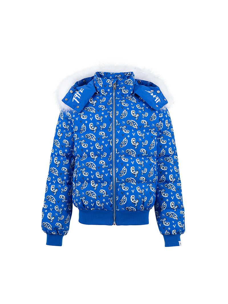Paisley Hooded White Duck Down Jacket WN20971