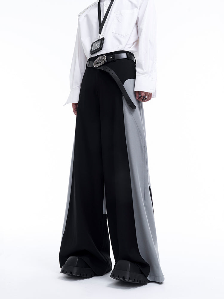 Contrast Color Tailored Jacket & Wide-leg Trousers Setup  WN8074