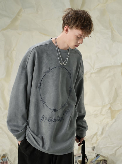 Suede Oversize Pullover Sweatshirt WN9747