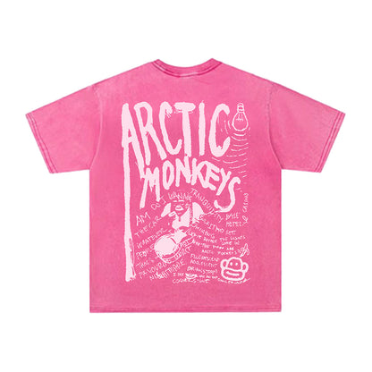Washed Letter Print Short Sleeve T-Shirt WN26761