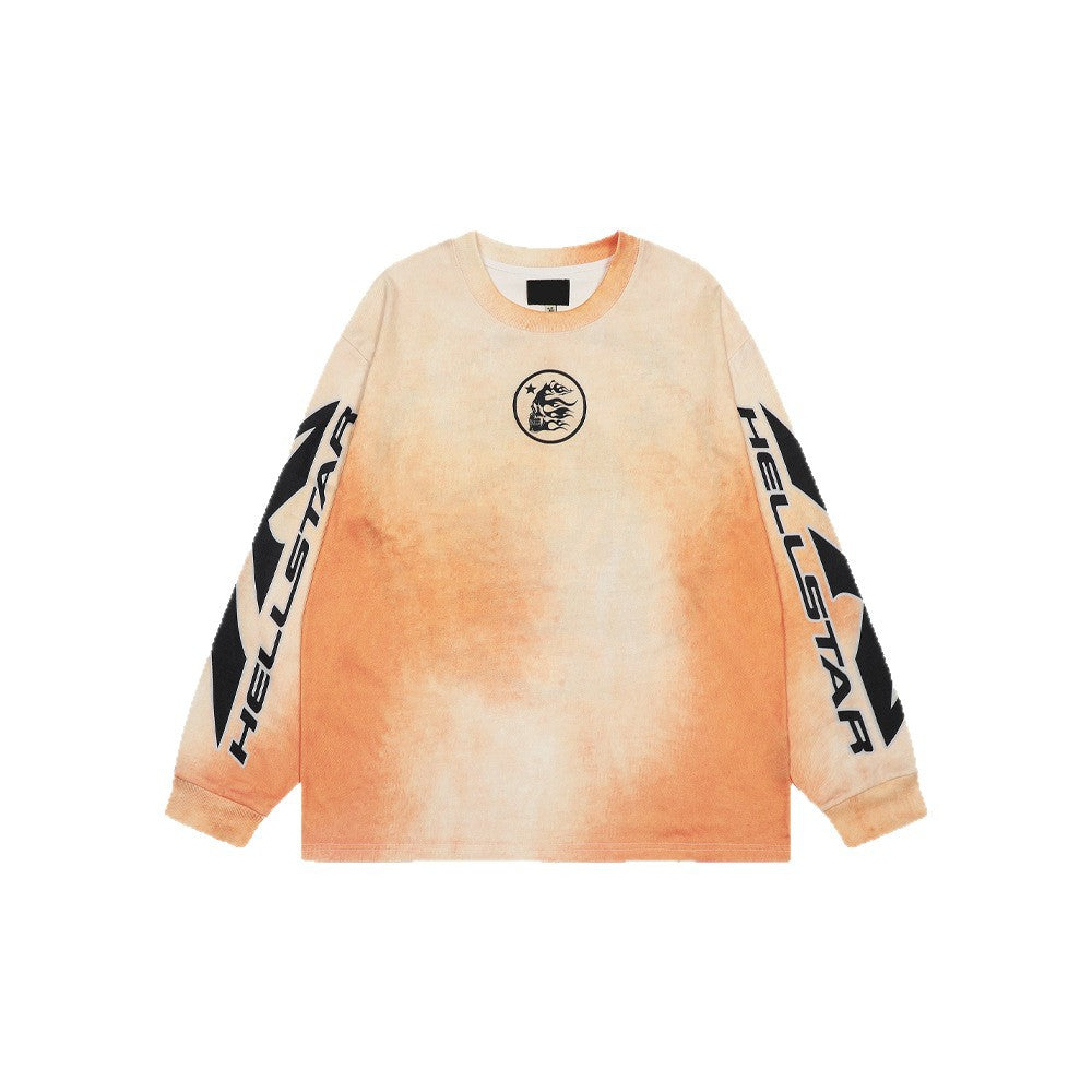 Washed Gradient Letter Long Sleeve T-Shirt WN26518