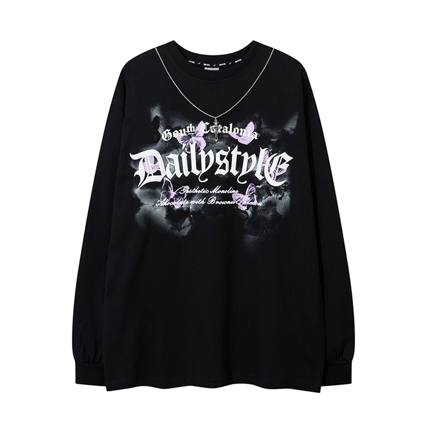 Butterfly Letter Print Long Sleeve T-Shirt Wn11468