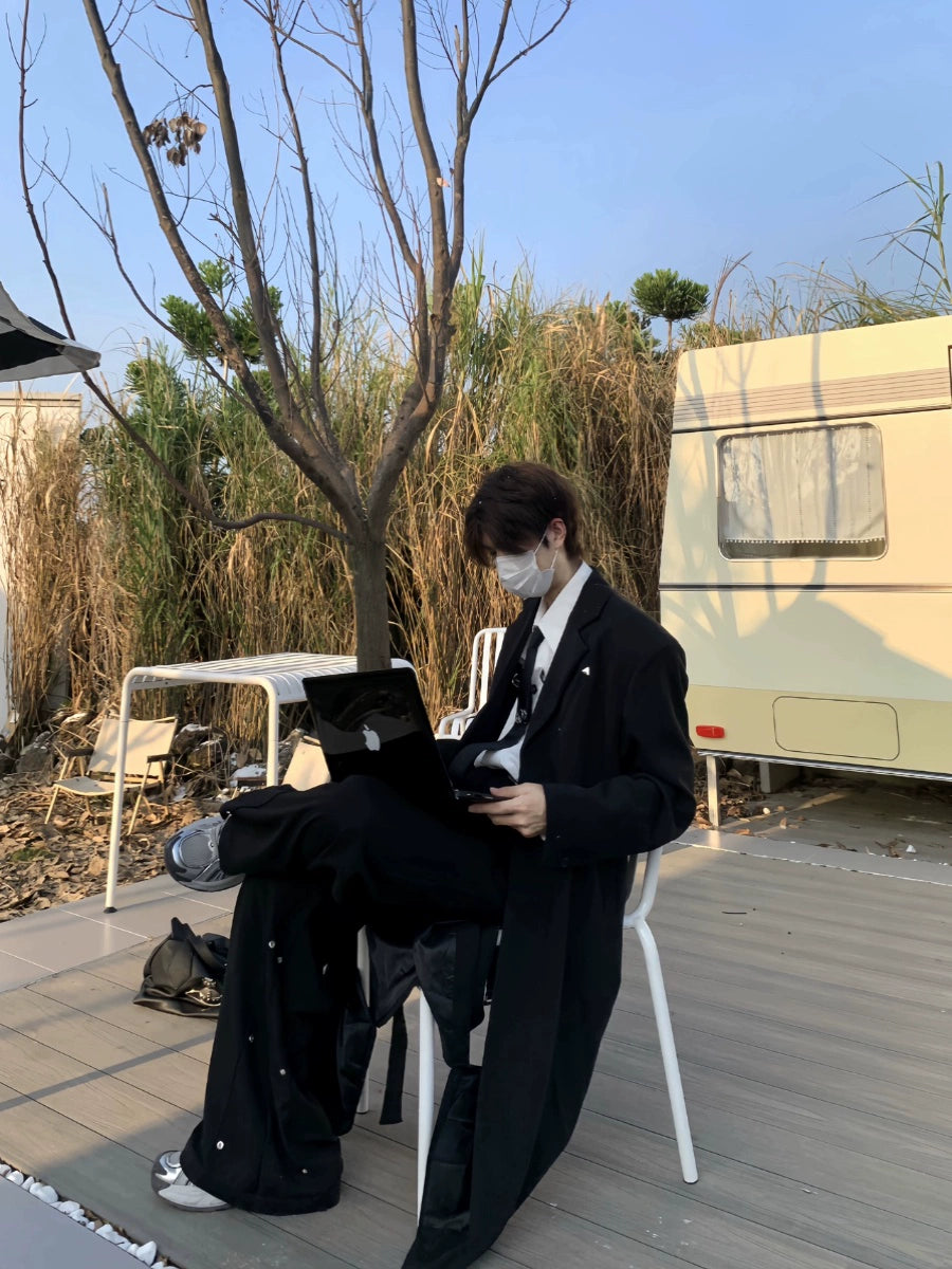 Metal Button Design Wide Leg Trousers WN19723