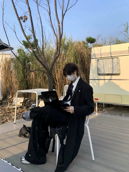 Metal Button Design Wide Leg Trousers WN19723