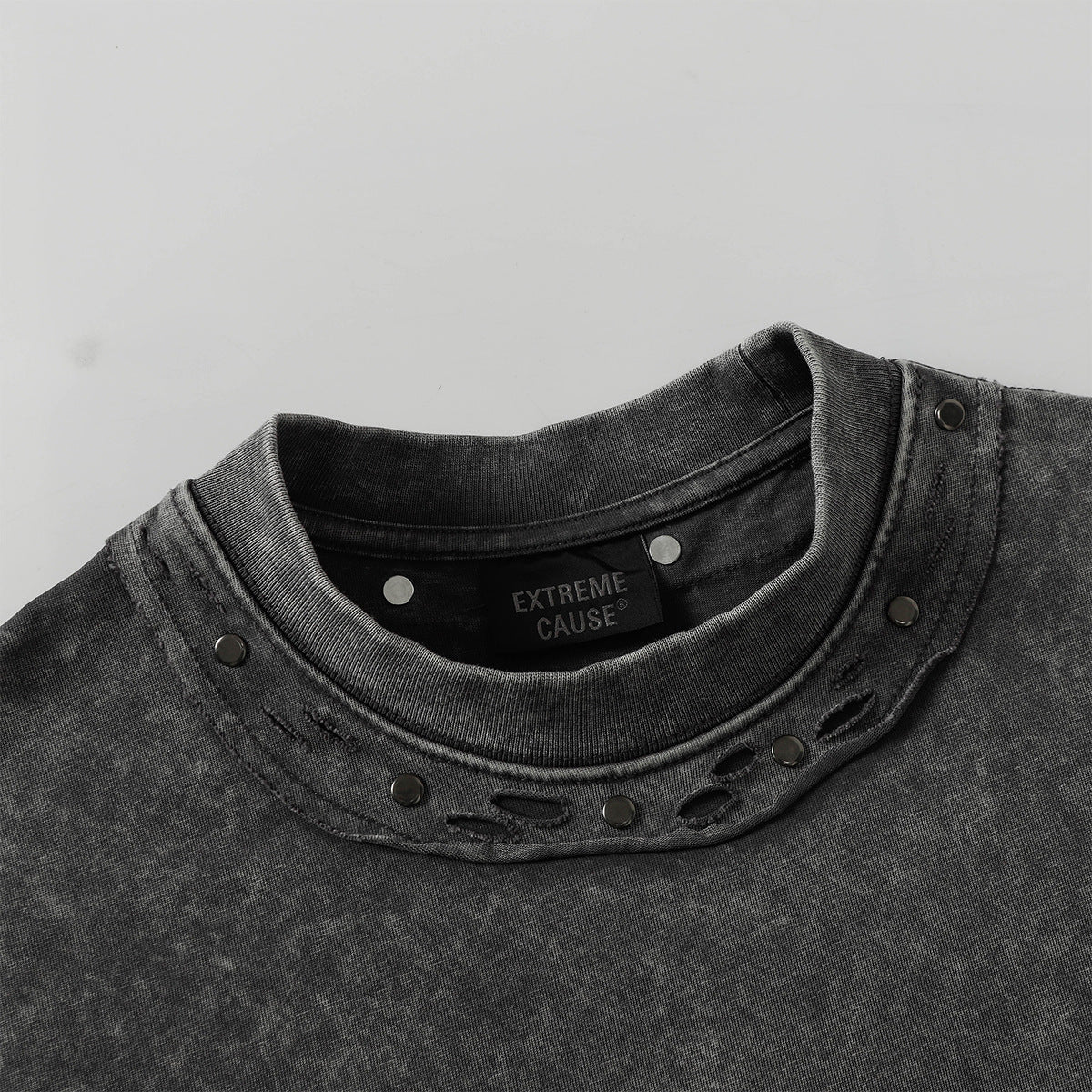 Heavy Washed Fade Stitching Short Sleeve T-Shirt WN25671