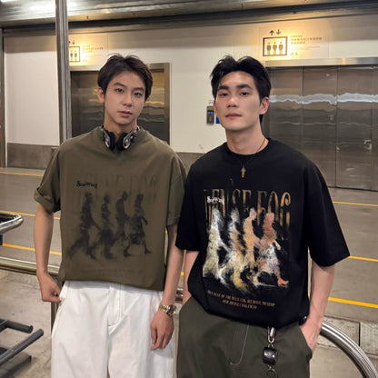 Character Print Oversize Short Sleeve T-Shirt WN25228