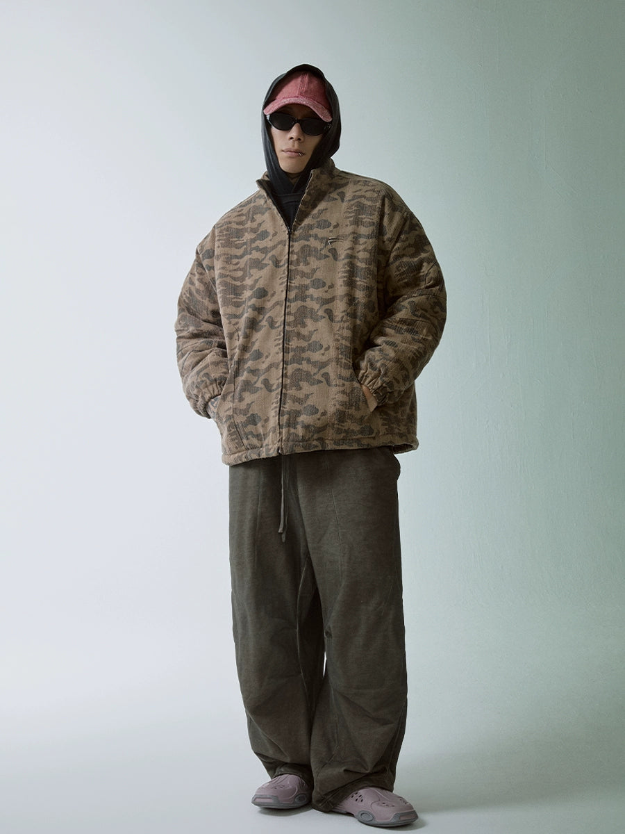 Washed Oversize Camouflage Puffer Jacket WN12224