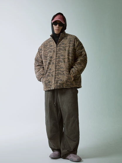 Washed Oversize Camouflage Puffer Jacket WN12224