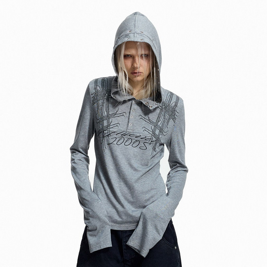 Graffiti Print Rhinestone Cropped Hoodie WN27440
