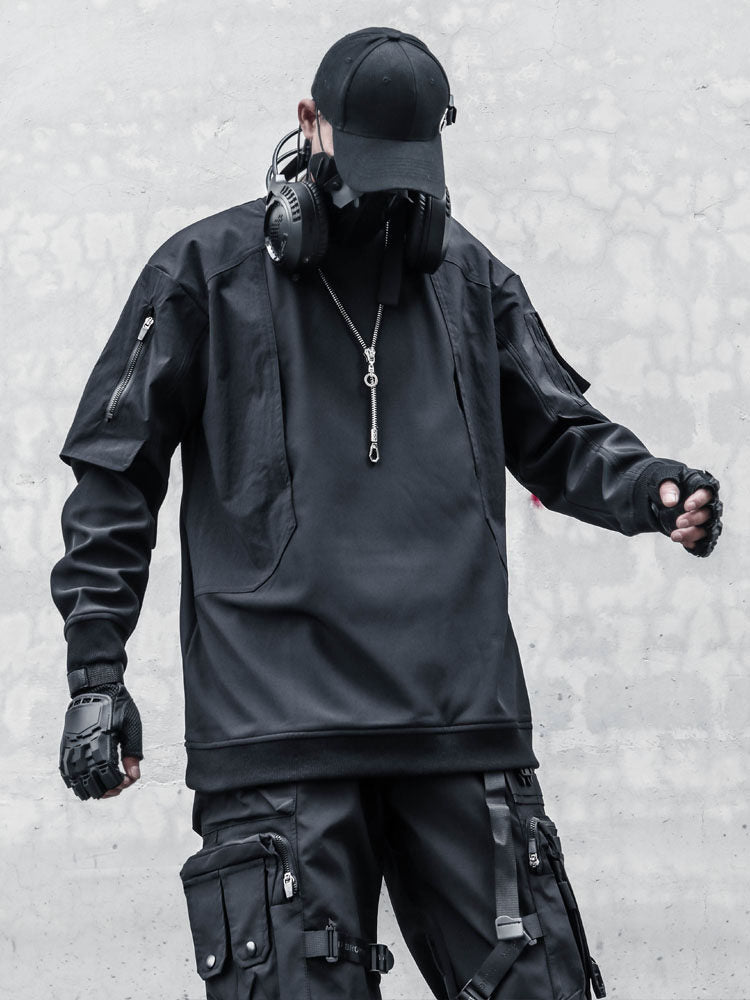 Patchwork Fake Layered Fleece Lining Knit Sweater WN22516